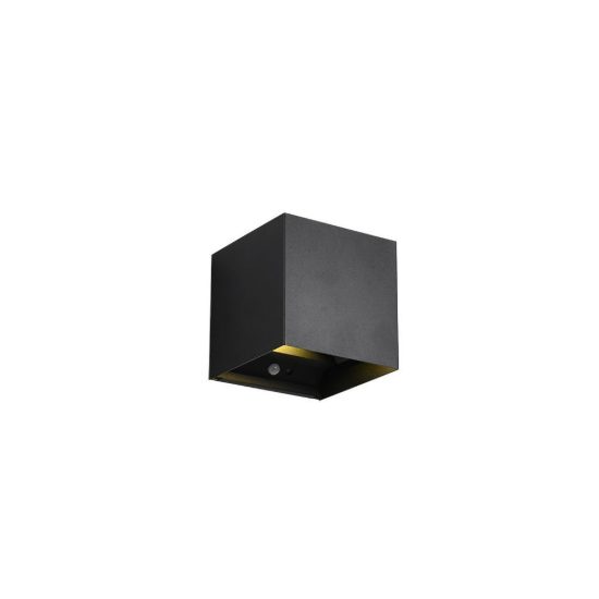 Applique da esterno ricaricabile led 1w 3000k con sensore di movimento ip44 cubica nera
