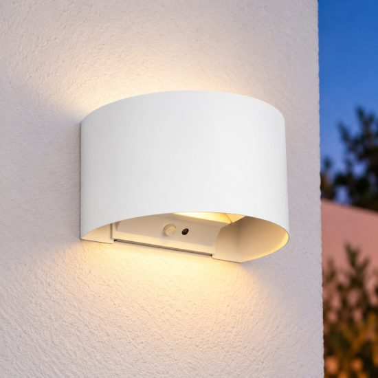 Applique da esterno ricaricabile led 1w 3000k con sensore di movimento ip44 tonda bianca