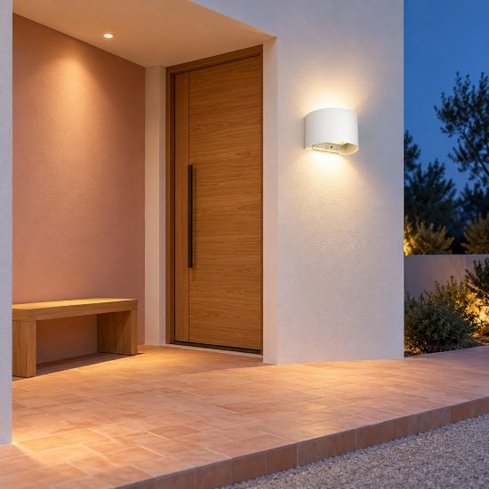 Applique da esterno ricaricabile led 1w 3000k con sensore di movimento ip44 tonda bianca