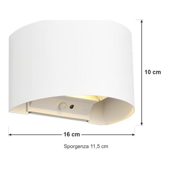 Applique da esterno ricaricabile led 1w 3000k con sensore di movimento ip44 tonda bianca
