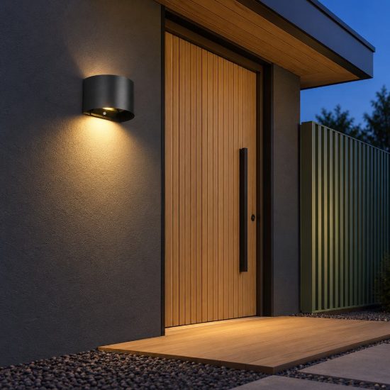 Applique da esterno ricaricabile led 1w 3000k con sensore di movimento ip44 tonda nera