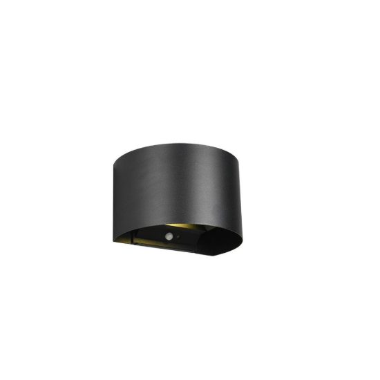 Applique da esterno ricaricabile led 1w 3000k con sensore di movimento ip44 tonda nera