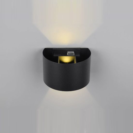 Applique da esterno ricaricabile led 1w 3000k con sensore di movimento ip44 tonda nera