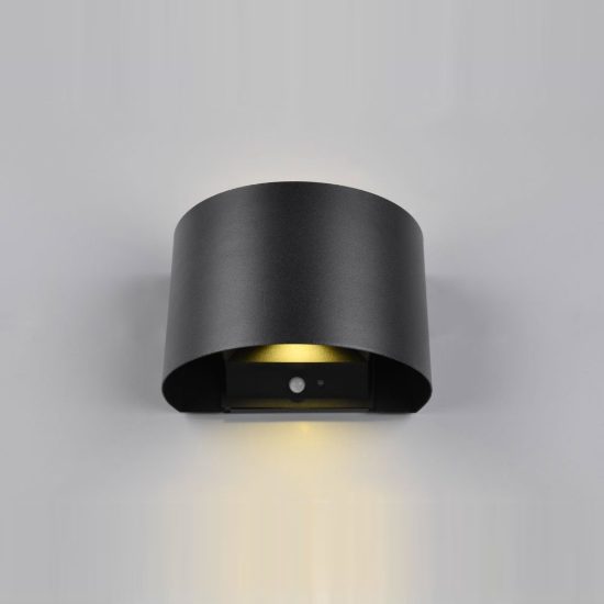 Applique da esterno ricaricabile led 1w 3000k con sensore di movimento ip44 tonda nera