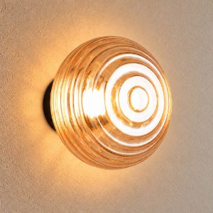 Applique per soggiorno ricaricabile led 1,5w 3000k touch moderna nera con vetro ambra