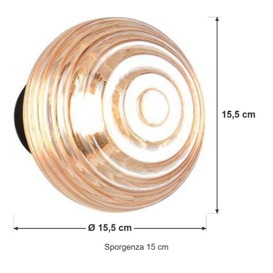Applique per soggiorno ricaricabile led 1,5w 3000k touch moderna nera con vetro ambra