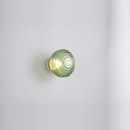Applique per salotto ricaricabile led 1,5w 3000k touch ottone satinato con vetro verde