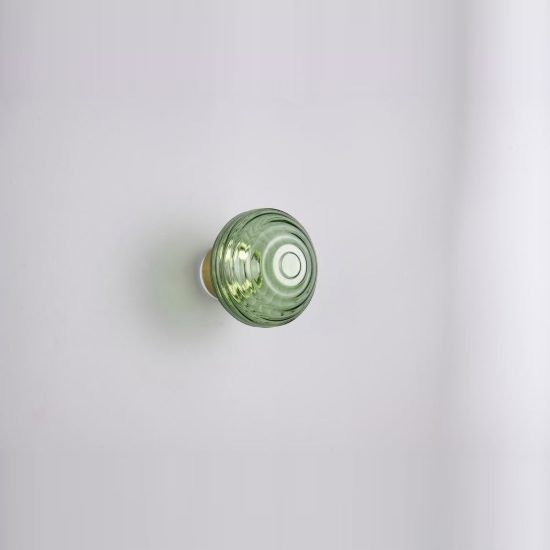 Applique per salotto ricaricabile led 1,5w 3000k touch ottone satinato con vetro verde