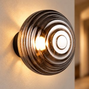 Applique per salotto ricaricabile led 1,5w 3000k touch moderna nera con vetro fume