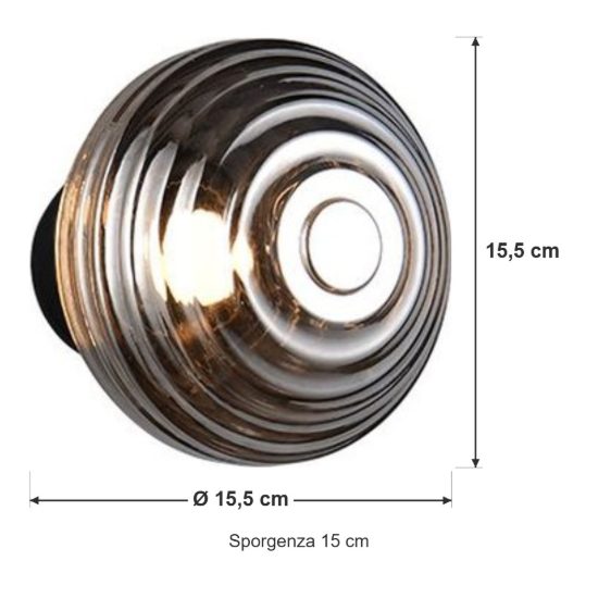 Applique per salotto ricaricabile led 1,5w 3000k touch moderna nera con vetro fume