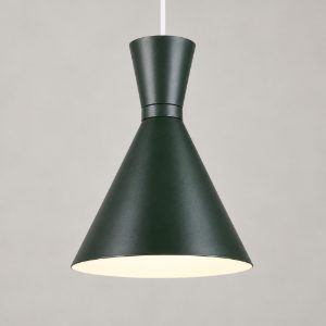 Lampada a sospensione per sala da pranzo moderna verde pistacchio con paralume a doppio cono