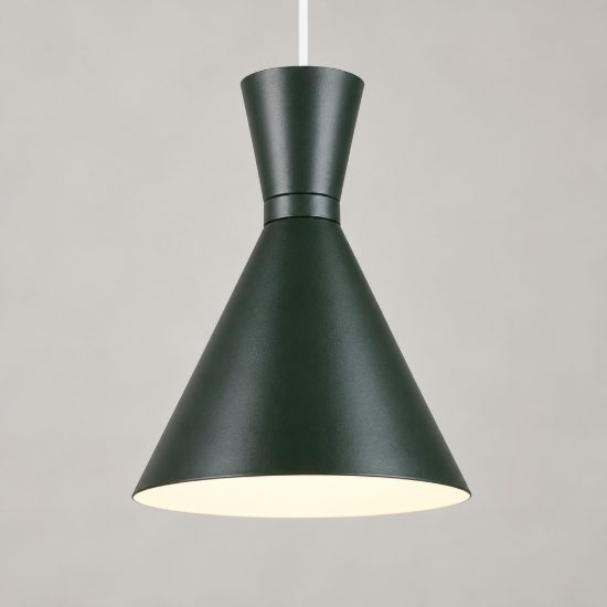 Lampada a sospensione per sala da pranzo moderna verde pistacchio con paralume a doppio cono