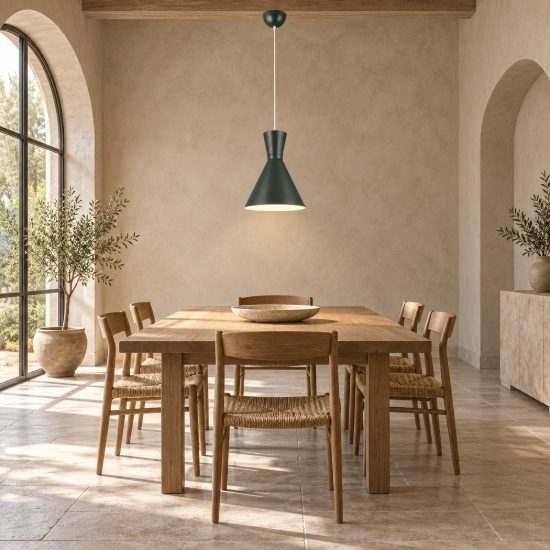 Lampada a sospensione per sala da pranzo moderna verde pistacchio con paralume a doppio cono