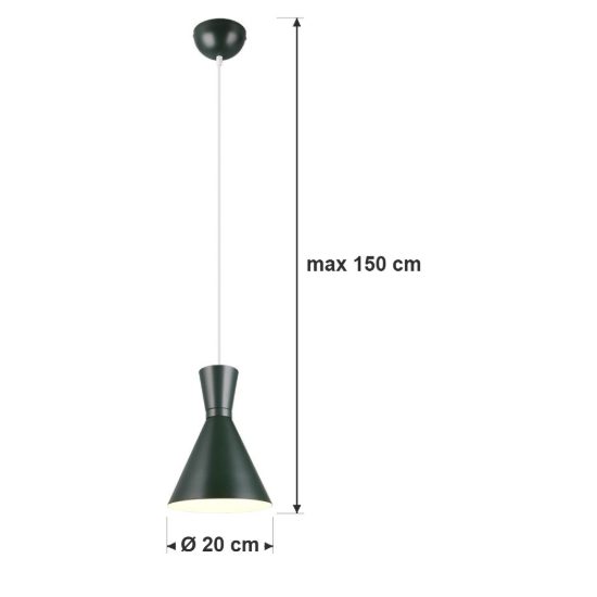 Lampada a sospensione per sala da pranzo moderna verde pistacchio con paralume a doppio cono