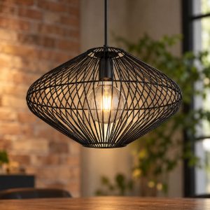 Lampadario a sospensione per soggiorno moderno a gabbia nero