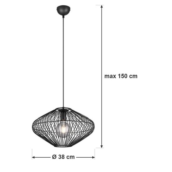 Lampadario a sospensione per soggiorno moderno a gabbia nero