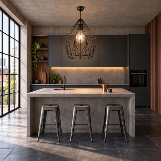 Lampadario a sospensione per cucina moderno a gabbia nero