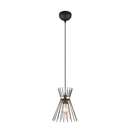 Lampada a sospensione per cucina moderna a bacchette di metallo nera oro