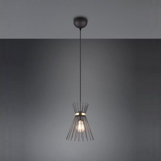 Lampada a sospensione per cucina moderna a bacchette di metallo nera oro