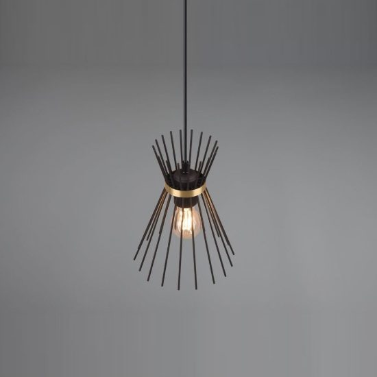 Lampada a sospensione per cucina moderna a bacchette di metallo nera oro