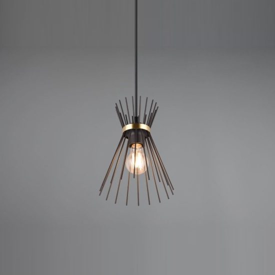 Lampada a sospensione per cucina moderna a bacchette di metallo nera oro
