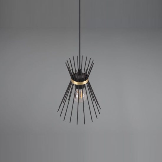 Lampada a sospensione per cucina moderna a bacchette di metallo nera oro