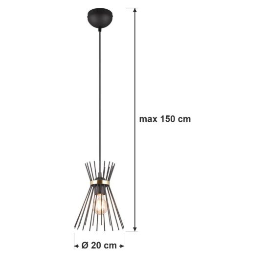 Lampada a sospensione per cucina moderna a bacchette di metallo nera oro