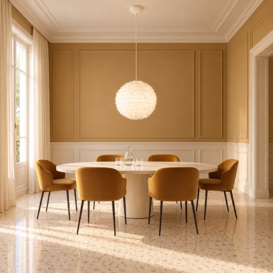 Lampadario a sospensione piccolo per soggiorno moderno in peluche sintetico bianco