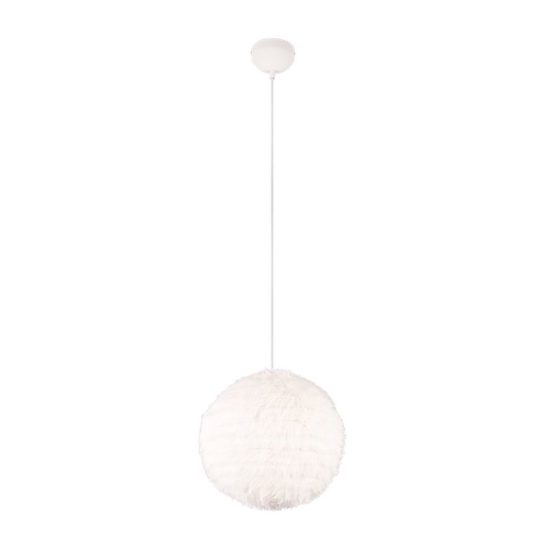 Lampadario a sospensione piccolo per soggiorno moderno in peluche sintetico bianco