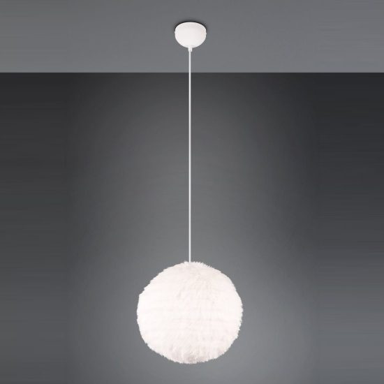 Lampadario a sospensione piccolo per soggiorno moderno in peluche sintetico bianco