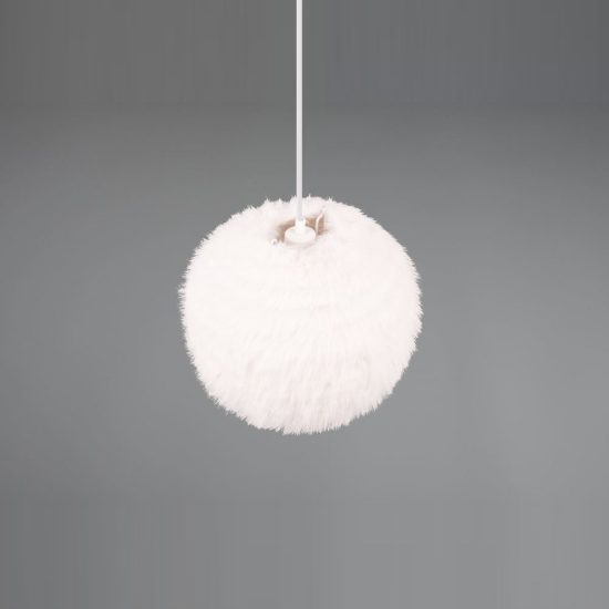 Lampadario a sospensione piccolo per soggiorno moderno in peluche sintetico bianco
