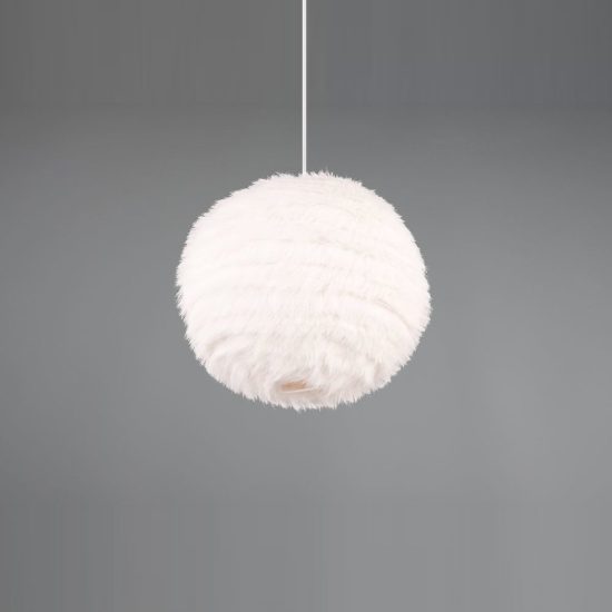 Lampadario a sospensione piccolo per soggiorno moderno in peluche sintetico bianco