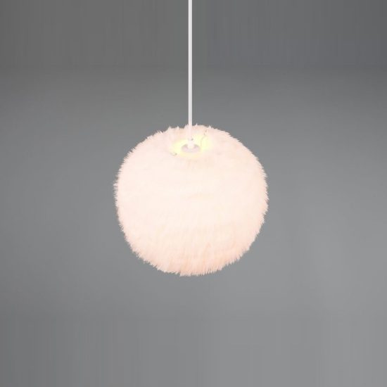Lampadario a sospensione piccolo per soggiorno moderno in peluche sintetico bianco