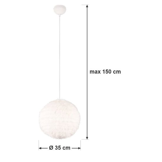 Lampadario a sospensione piccolo per soggiorno moderno in peluche sintetico bianco