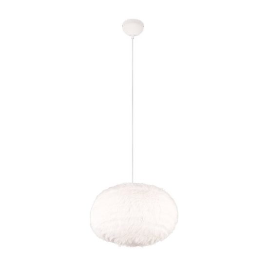 Lampadario a sospensione grande per soggiorno moderno in peluche sintetico bianco