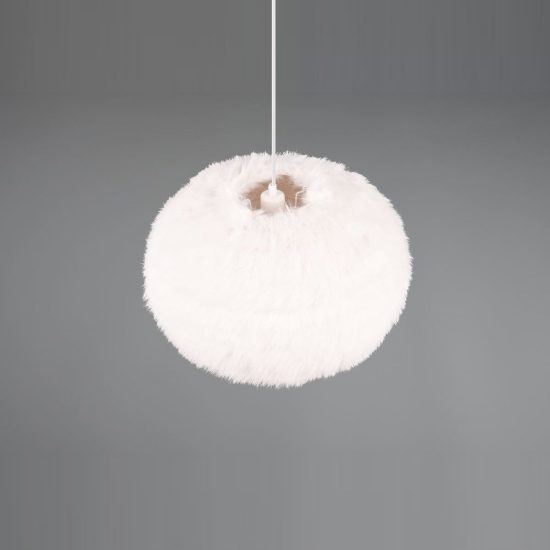 Lampadario a sospensione grande per soggiorno moderno in peluche sintetico bianco