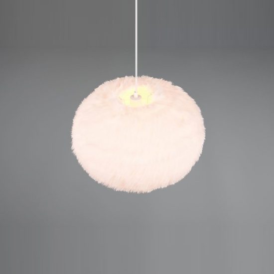 Lampadario a sospensione grande per soggiorno moderno in peluche sintetico bianco