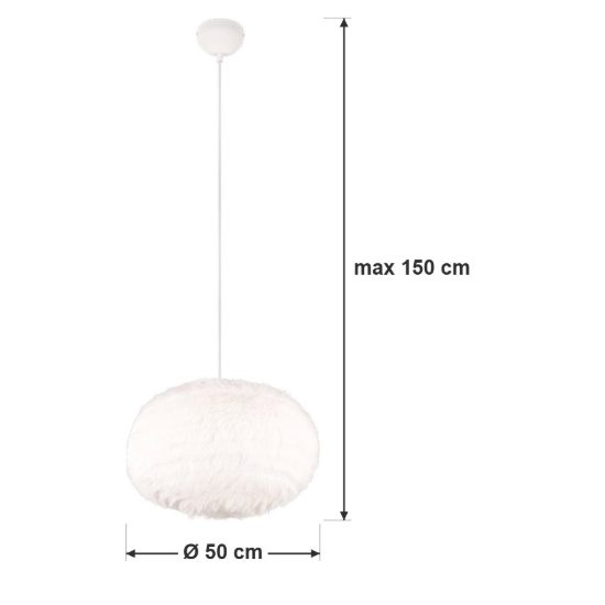 Lampadario a sospensione grande per soggiorno moderno in peluche sintetico bianco