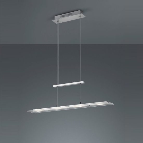 Lampadario a sospensione 4 luci led 20w 3000k per sala da pranzo lineare nichel opaco