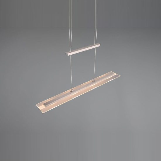 Lampadario a sospensione 4 luci led 20w 3000k per sala da pranzo lineare nichel opaco