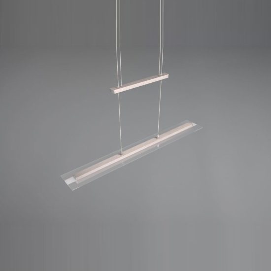 Lampadario a sospensione 4 luci led 20w 3000k per sala da pranzo lineare nichel opaco