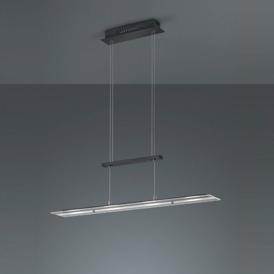 Lampadario a sospensione 4 luci led 20w 3000k per sala da pranzo lineare nero