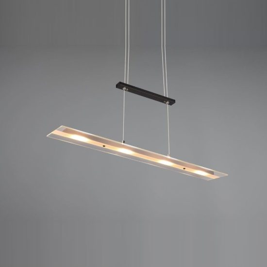 Lampadario a sospensione 4 luci led 20w 3000k per sala da pranzo lineare nero