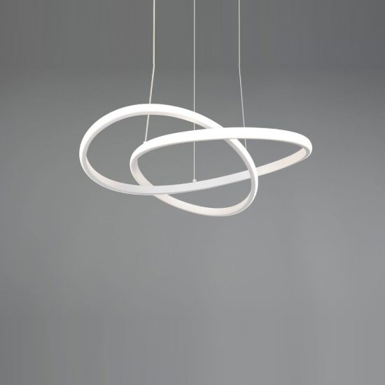 Lampadario a sospensione led 36w 4000k per sala da pranzo moderno bianco dal design curvo