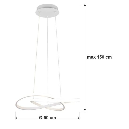 Lampadario a sospensione led 36w 4000k per sala da pranzo moderno bianco dal design curvo