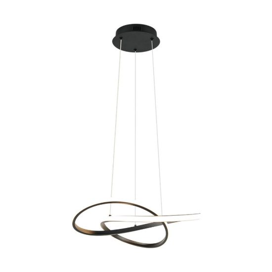 Lampadario a sospensione led 36w 3000k per sala da pranzo moderno nero dal design curvo