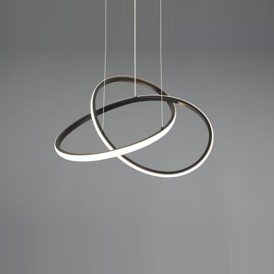 Lampadario a sospensione led 36w 3000k per sala da pranzo moderno nero dal design curvo