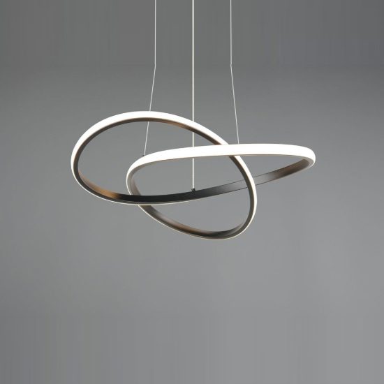 Lampadario a sospensione led 36w 3000k per sala da pranzo moderno nero dal design curvo
