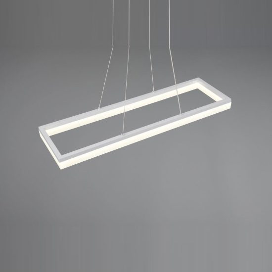 Lampadario a sospensione led 27w 4000k per sala da pranzo moderno rettangolare bianco