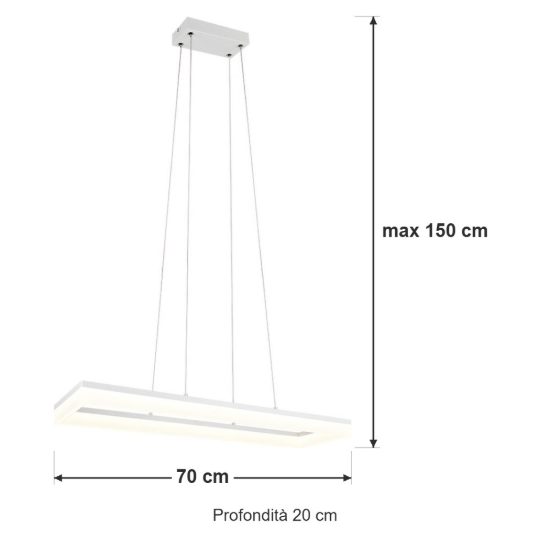 Lampadario a sospensione led 27w 4000k per sala da pranzo moderno rettangolare bianco